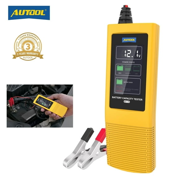 AUTOOL Automotive Battery Tester Car Voltage Tester Battery Analyzer W/ 2" HD Screen & Alarm Prompt for 12V/24V Lead Acid Batteries, BT70