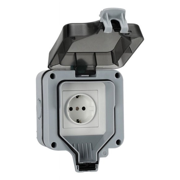Jinsinto Ip66 Waterproof Outdoor Socket, wall socket for outdoor use, waterproof outdoor socket, protruding protection contact External socket with hinged cover for outdoor(1 pcs)