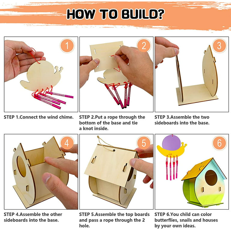 Crafts for Kids Ages 4-8 Wooden Arts 2pack DIY Bird House Kit and
