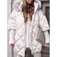 thumbnail image 6 of Women'S Quilted Down Jacket with Hood Long Sleeve Full Zip Casual Winter Coat White XXXL, 6 of 7