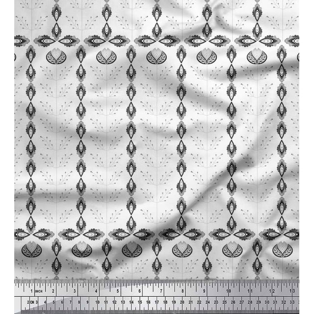 Soimoi Cotton Poplin Fabric Artistic Leaves Print Fabric by The Yard 56 Inch Wide