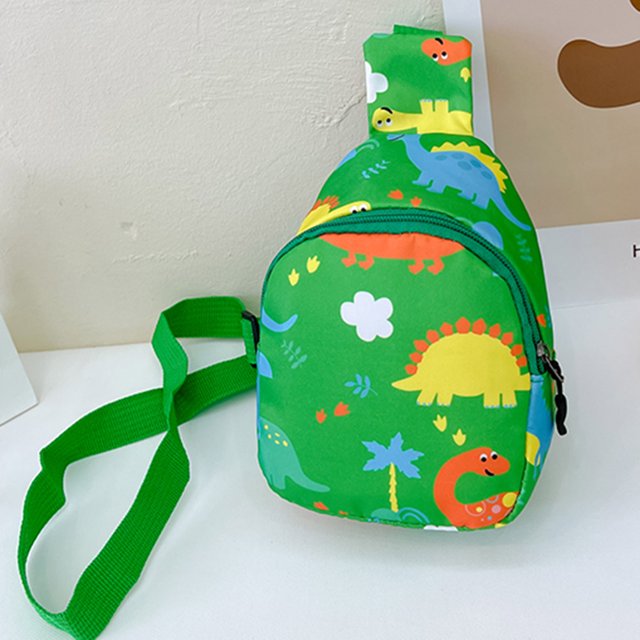Bolsas de pecho Pecho para niños Bolsos de nailon con estampado de dibujos animados lindos Mini bolsos cruzados Verde