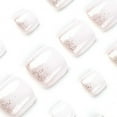 thumbnail image 3 of Gradient Crystal Gem Design Fake Toe Nails Short Square Press on Toe Nails Bling Nails Tips Cute Full Cover False Toe Nails White for Women and Girls 24Pcs, 3 of 5