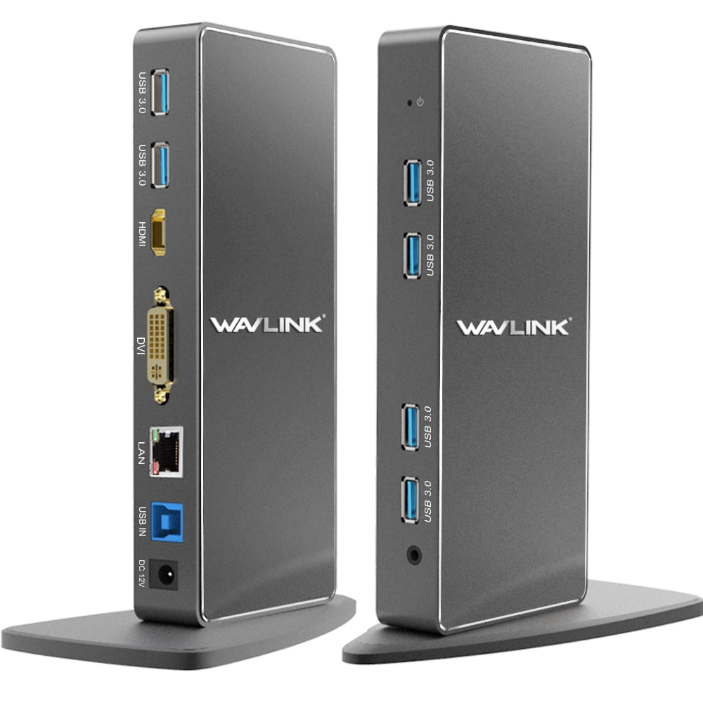 Wavlink USB 3.0 Universal Laptop Docking Station for Windows and OS, Dual Video Dual Video Display HDMI/DVI/VGA, Gigabit Ethernet, 6 USB 3.0 Ports--PD Function Not Supported - Walmart.com