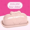 thumbnail image 3 of Paris Hilton London Collection Stoneware Bow Butter Dish, 2-Piece Stoneware, Microwave & Dishwasher Safe, Blush Pink, 3 of 11