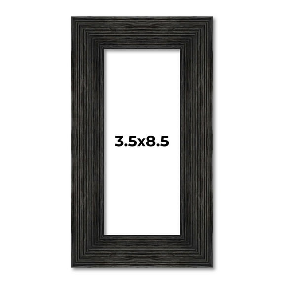 3.5x8.5 Frame Black Rustic Barnwood Solid Wood Picture Frame | 1.5 Inch Moulding Width | Includes