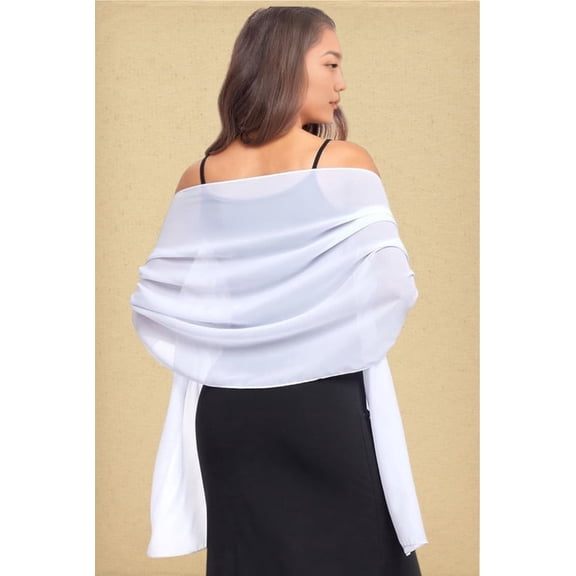K.K. HANDICRAFT Women Solid Chiffon White Scarfs Shawls and Wraps for Evening Dresses Wedding Shawl Wraps Bridal Scarve for Women