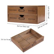 Wooden Desktop Office Supplies Organizer with 2 Storage Drawers Set, 2-Tier Wood Tabletop Cabinet, Countertop Desk Accessories Box, for Home Workspace Counter Vanity Decor Art Craft Tool Mail