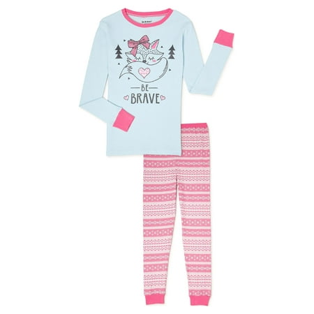 Isotoner Girls Long Sleeve and Pants Pajama Set, 2-Piece, Sizes 4-14