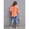 thumbnail image 3 of Ripped Raw Edge Oversized Denim , Distressed Collar Long Sleeves Denim Coat, Flap Pockets Single-breasted Button Up Loose Denim  , Women's Denim Jeans & Clothing, 3 of 7