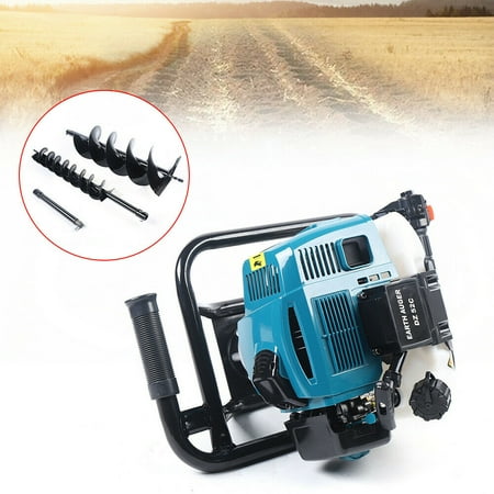 Post Hole Diggers Earth Auger Post Pole Borer, Fence Earth Auger Gas Powered Post Hole Digger,with Drill Bits and 12" Extension Bar （Products Will be Delivered in Two Packages) (A: 52CC +4" 8" Bit)