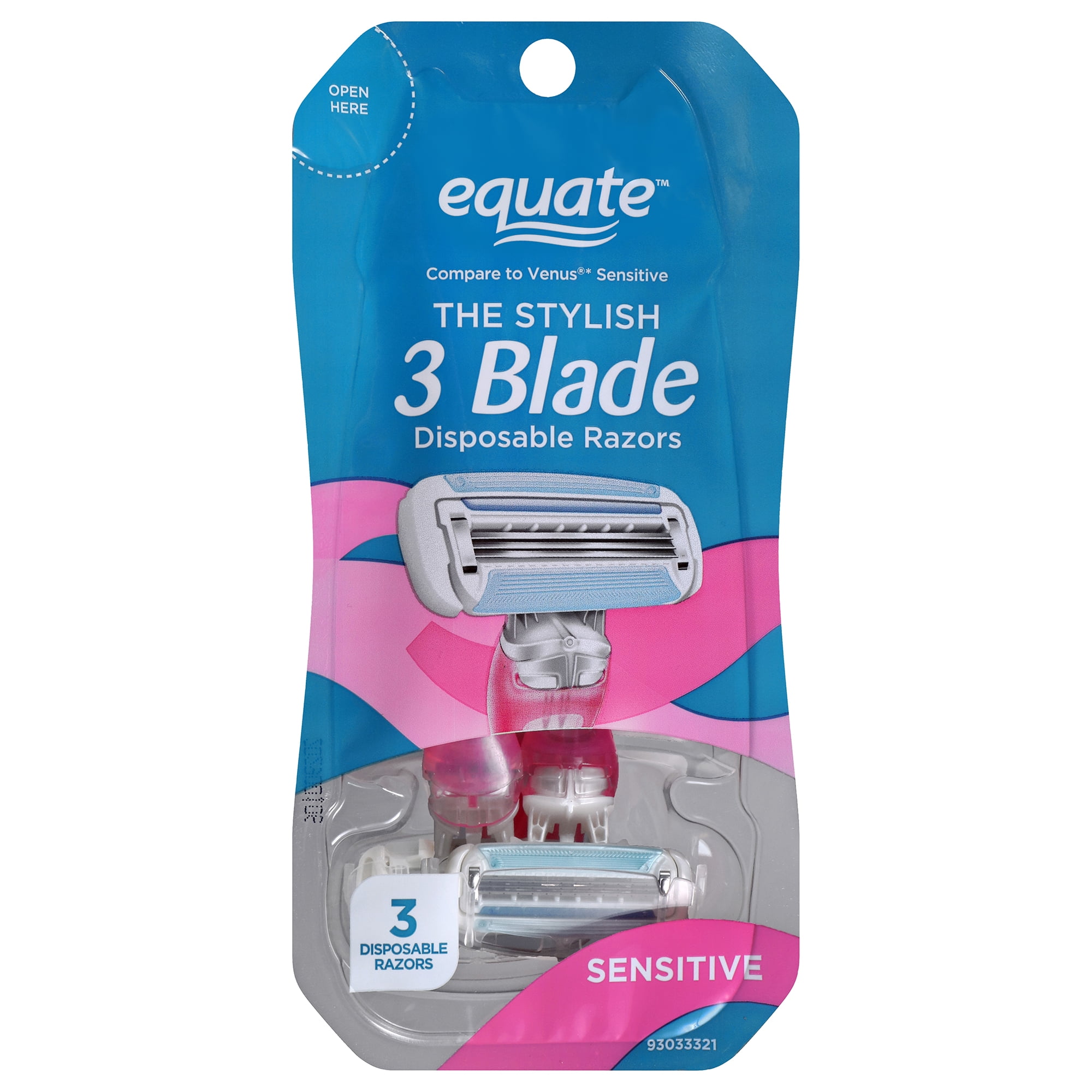 Equate The Stylish 3 Blade Disposable Razors for Women, 3 count