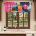 thumbnail image 6 of Colorful Abstract Art Curtain Valances for Windows, Kitchen Valance Window Treatments Panel 2 Pack, Oil Painting Modern Art Rod Pocket Short Curtains for Bathroom Bedroom 42 x 12 Inch, 6 of 8