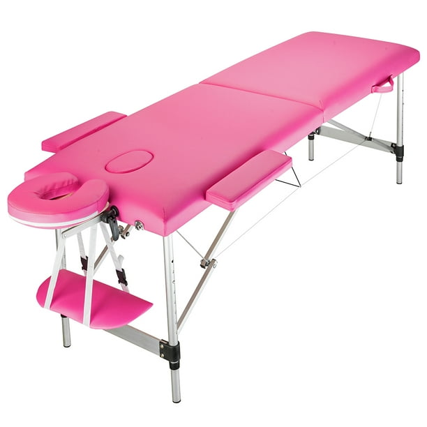Massage Table 2 Folding Massage Bed Spa Bed Facial Cradle Salon Bed W Carry Case Height Adjustable Salon Bed Face Cradle Bed 73 Long 24 Wide Height Adjustable Massage Table Pink K253