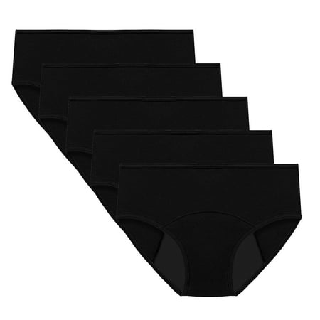 ATOYSOY Women s Mid Waist Period Underpants Plus Size Hip Lifting Cotton Panties  5 Pack Clearance Shapewear Control Briefs Seamless Multipack Solid Leak Proof Panty Stretchy Black XL