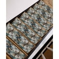 thumbnail image 3 of Blue Brown Geometric Stair Treads for Wooden Steps Indoor Runner Rug Carpet, Modern Ombre Abstract Art 7 Pieces Peel and Stick Staircase Step Treads Covers Washable Throw Door Mats, 30"x8", 3 of 5