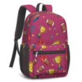 thumbnail image 2 of Football and Trophy Pink Pattern 17" School Backpacks for Teens,Waterproof Oxford Fabric,S-Shape Padded Straps for School,Travel,Hiking,Camping, 2 of 6