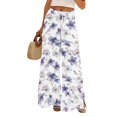 thumbnail image 2 of WTOBBY Women's Flowy Floral Wide Leg Pants with Adjustable High Waist Drawstring, Functional Pockets and Relaxed Casual Fit for Farmers Markets and Summer Festivities,Purple Pink 2XL, 2 of 7