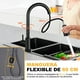 thumbnail image 4 of Grifo de Cocina Negro Mezcladora para Cocina con Rociador Extraíble Grifo de Fregadero de Acero Inoxidable Monomando de Arco Alto 360 ° Giratorio Llave de Fregadero de Cocina Clásico, 4 of 7