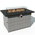 thumbnail image 7 of EAGLE PEAK 42 Inch Outdoor Propane Gas Fire Pit Table, 50,000 BTU Auto-Ignition Rectangular Gas Fire Pit with Glass Wind Guard, Gray PE Rattan, CSA Certification, 7 of 7
