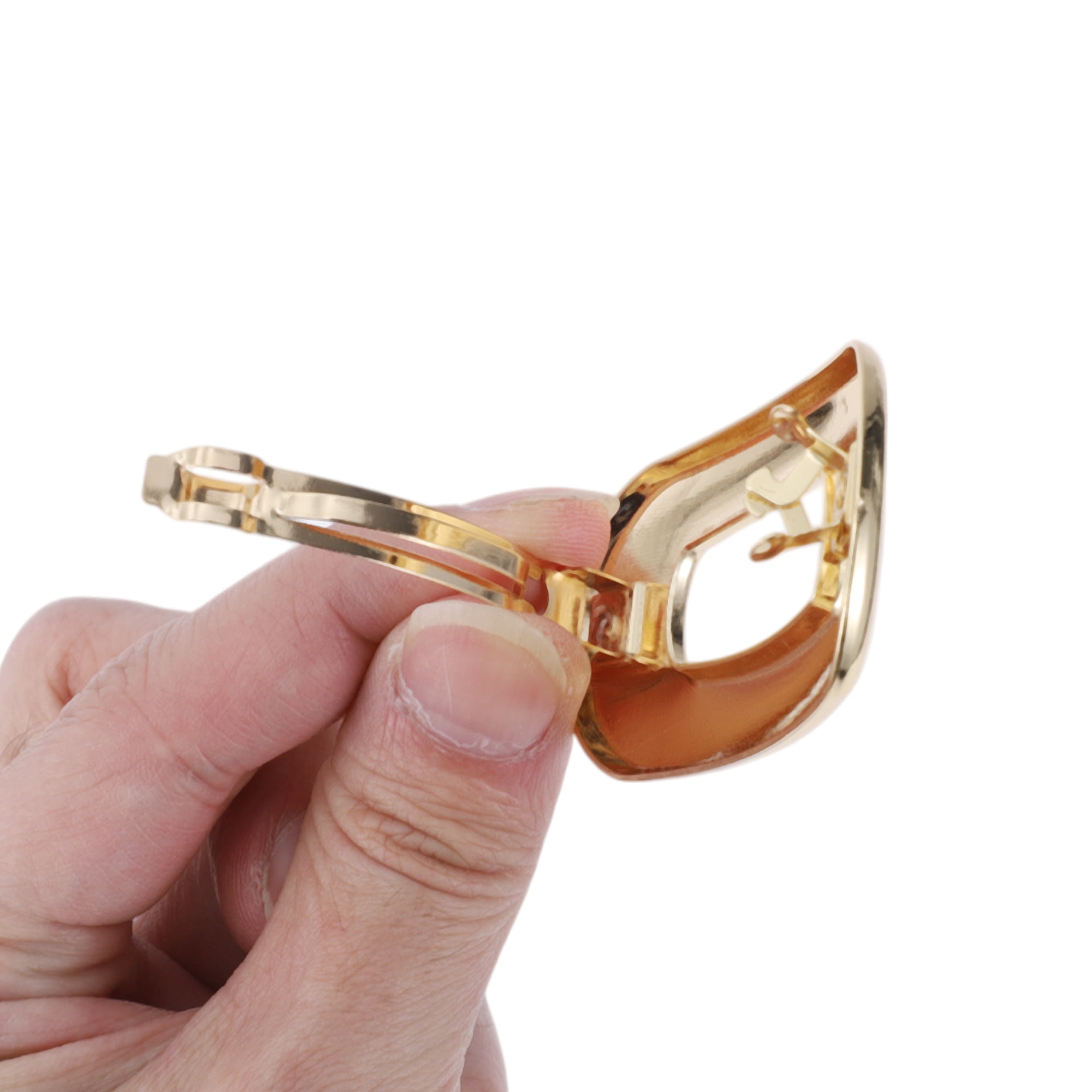 Unique Bargains Solid Oval Hair Clips for Home Use in Gold Tone