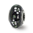 thumbnail image 1 of Fancy Bead White Sterling Silver Glass Reflections Flower Glitter Black Italian Bead, 1 of 3