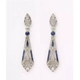 thumbnail image 3 of Dazzlingdaimonds Jewels 925 Sterling Silver 1.00 Ct Round Cut Sapphire & Diamond Drop Earring's 14K White Gold Plated For Women's, 3 of 5