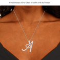 thumbnail image 3 of Bling Craft Cursive Letter A Initial Pendant Unisex Charm 0.54 Ct Round Moissanite 14k White Gold Plated 925 Sterling Silver (Color D, VVS1), 3 of 6
