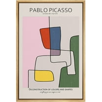 PixonSign Framed Canvas Print Wall Art Multicolor Mid-Century Picasso Lines Abstract Shapes Illustrations Modern Art Decorative Minimal Relax/Calm for Living Room, Bedroom, Office - 16"x24" NATURAL