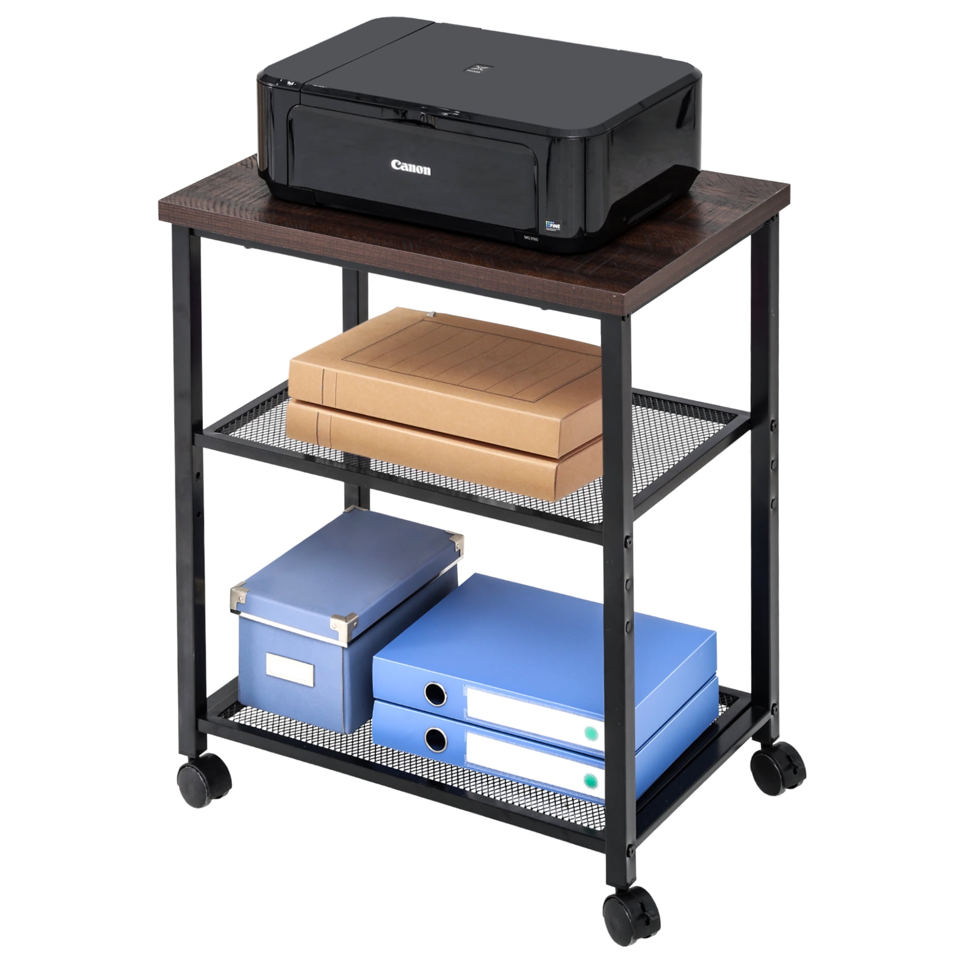 FITUEYES Mobile Printer Stand Adjustable Mesh Shelves for Home & Office