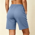 thumbnail image 5 of Sheghy Women Shorts Cotton Women Knit Elastic Waist Drawstring Casual Shorts with Side Storage Pockets Light Blue XXL, 5 of 6