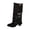 Black, variant on Elegant Western Slim Tip Slouchy Boot With Pleated Shaft And Heel for All Season Women's Mid-Calf Footwear