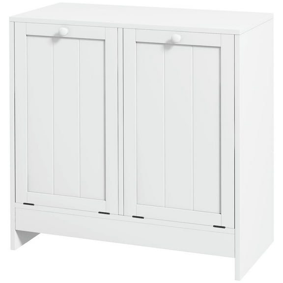 Topcobe Tilt-out Laundry Storage Cabinet with 2 Compartment Hampers, Modern Furniture for Indoor, White