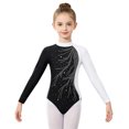 thumbnail image 4 of Aislor Girls Rhinestone Mock Neck Long Sleeve Yoga Gymnastics Leotard Skating Jumpsuit Ballet Dance Bodysuit White 10, 4 of 7