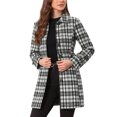 thumbnail image 4 of INSPIRE CHIC Plaid Pea Coat for Women's Single Breasted Vintage Winter Overcoat Trench Outerwear XL White, 4 of 6