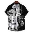 thumbnail image 3 of Camisa hawaiana con estampado 3D de música, guitarra de piano, camisa holgada en blanco y negro para hombre, blusa informal de verano para fiesta en la playa y la calle, 3 of 5