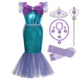 thumbnail image 1 of Disney-vestido de la Sirenita Ariel para niña, disfraz de carnaval, ropa de fiesta de cumpleaños, vestido de verano, 1 of 4