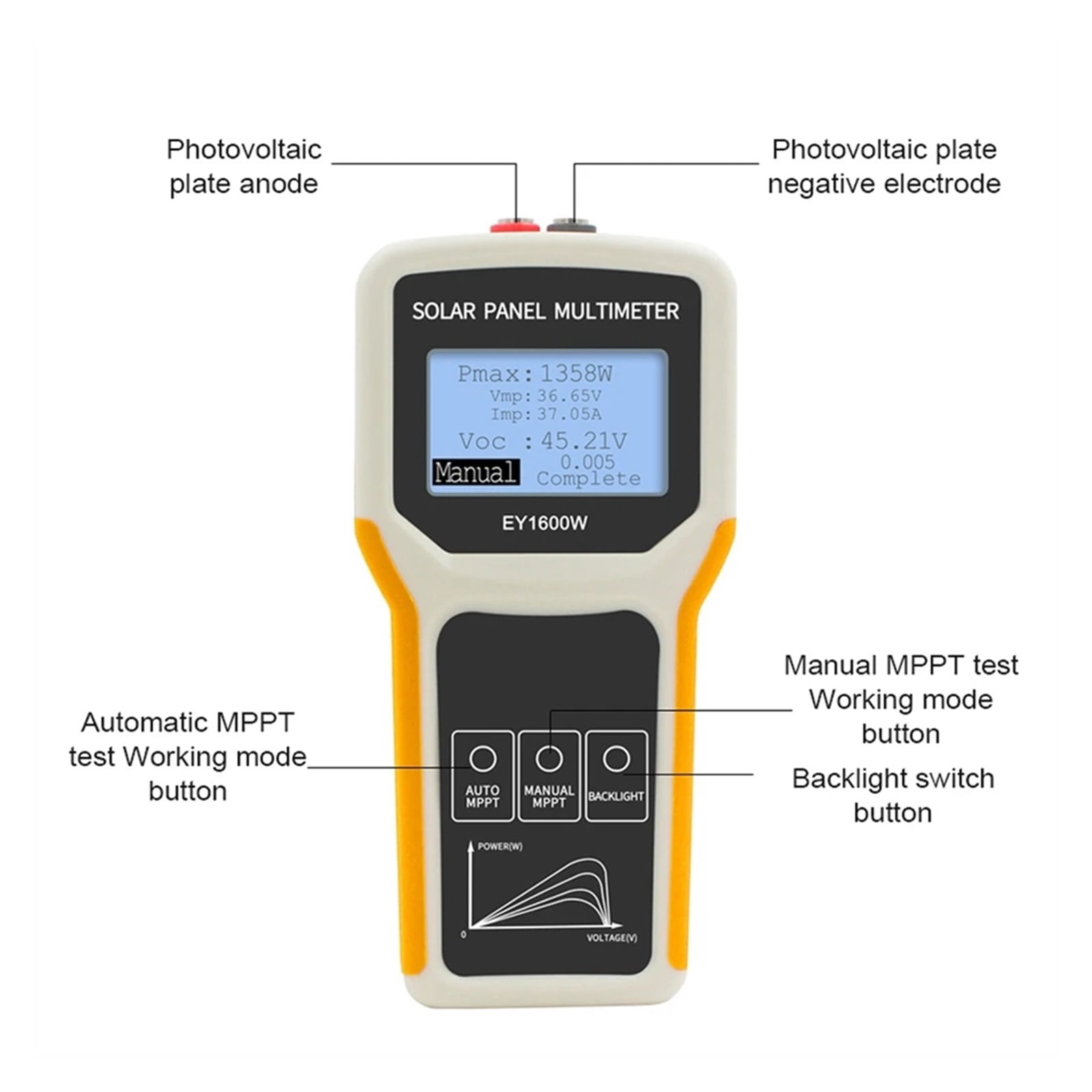 EL400B Photovoltaic Panel Multimeter Solar Panel MPPT Tester Voltage Current Power Test Meter Multi Meter ,Easy to Use