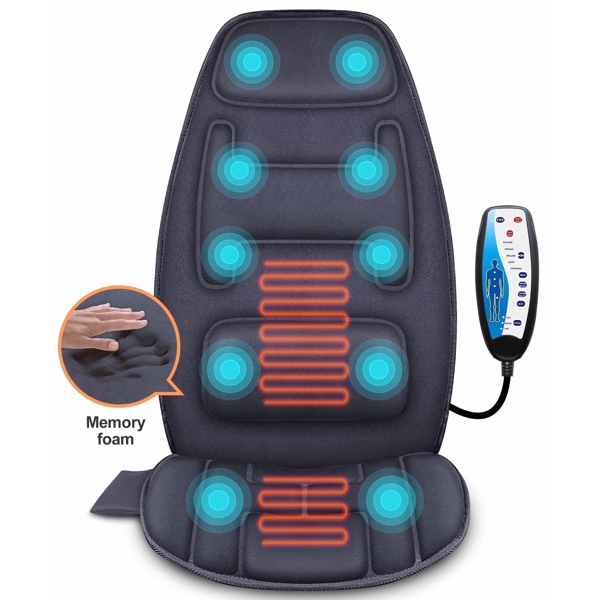 Snailax Massage Seat Cushion with 10 Vibration Motors, Back Massage Chair Pad for Back Pain Relief