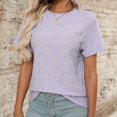 thumbnail image 4 of RMGVDSD Comfort Womens Tops Summer Women's Round Neck Short Sleeve Embroidered Flower Jacquard T Shirt Casual Dressy Tops, 4 of 9