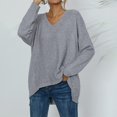 thumbnail image 4 of Vedolay Sweaters for Women Fall Winter Casual Puff Sleeve Crew Neck Loose Soft Pullover Sweater,Gray M, 4 of 5