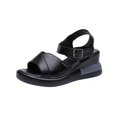 thumbnail image 2 of Honeeladyy Summer Ladies Shoes Casual Women's Sandals Flat Buckle Wedge Heels Sandals Sandals for Women Sandals for Women, 2 of 7