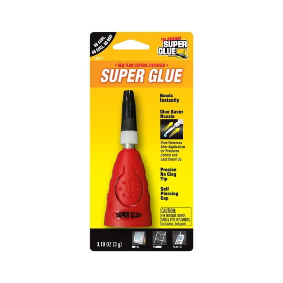 The Original Super Glue Flow Control 0.10oz Cyanoacrylate Glue, Multicolor
