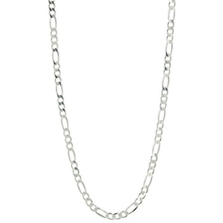 Pori Jewelers Rhodium-Plated Sterling Silver 5.25mm Figaro Chain Men's Necklace, 26