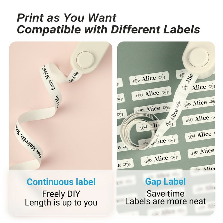 Makeid Label Printer with Tape - Compatible with 9/12/16mm Waterproof