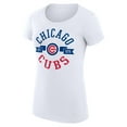 thumbnail image 2 of Women's G-III 4Her by Carl Banks White Chicago Cubs Super-Slim Fit Lightweight City Graphic T-Shirt, 2 of 5