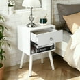 thumbnail image 2 of Ktaxon Wooden Night Stand Side End Table Storage Shelf with One Drawer Night Stand Sets of 1, White, 2 of 8