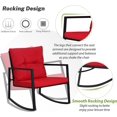 thumbnail image 3 of SUNCROWN 3 Piece Outdoor Rocking Bistro Set Black Wicker Furniture Porch Chairs Conversation Sets with Glass Coffee Table, Red, 3 of 16