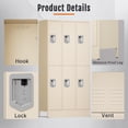 thumbnail image 6 of KAER Metal Locker, 6 Door Storage Locker with Hook, Storage Cabinet for Home, Office, Gym, Workshop-White, 6 of 7