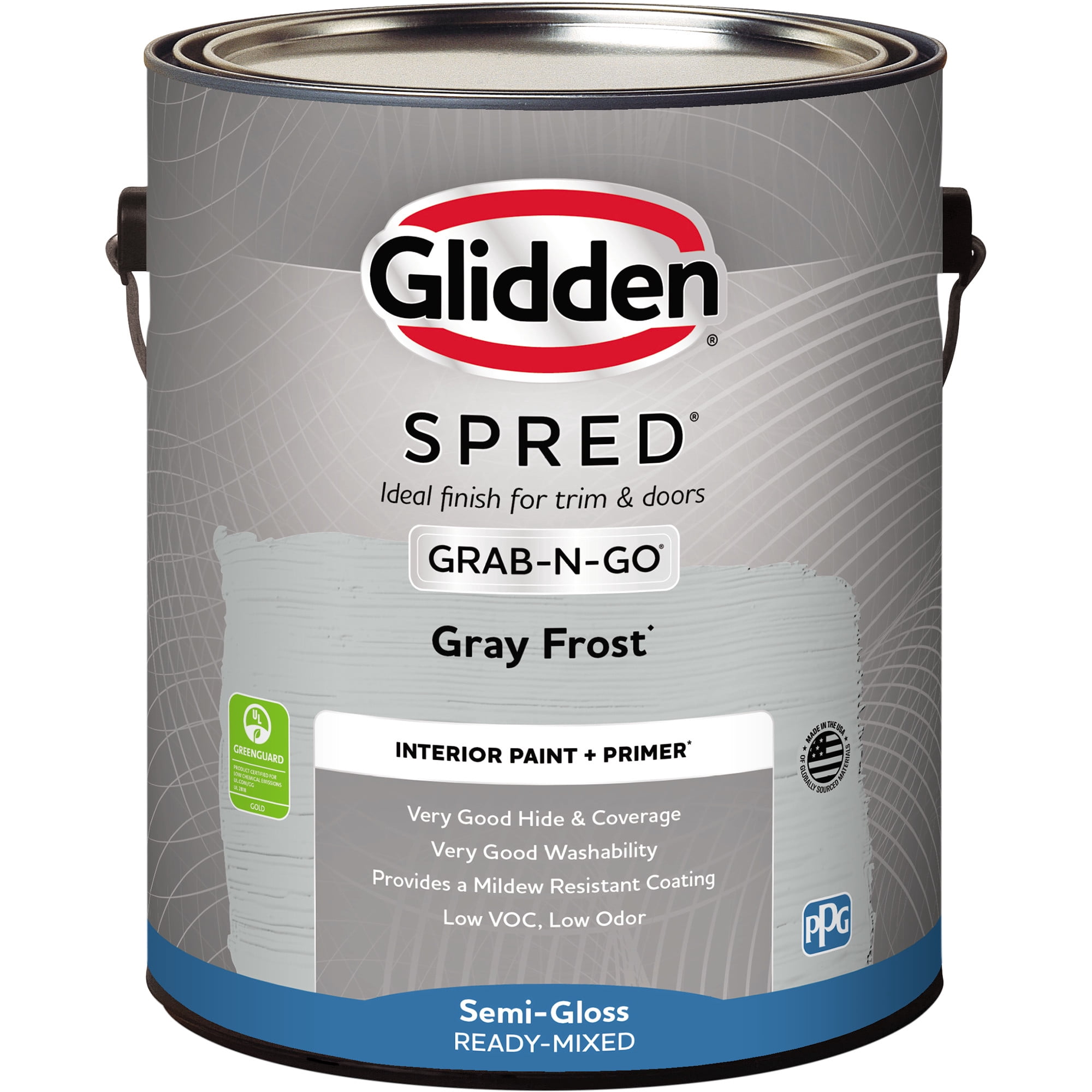 Glidden Spred Grab-N-Go Gray Frost / Grey, Semi-Gloss Interior Paint with Primer, 1 Gallon
